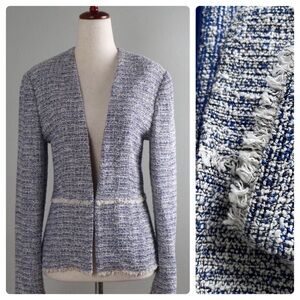 LK Bennett Tweed JK Rafia Blue Tweed Blazer Size 14